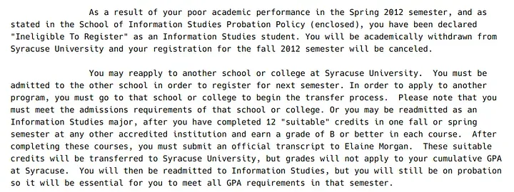 From (Temporary) College Failout and Beyond